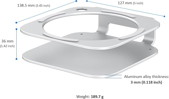 AKKYAJAURE Mac mini M4 Dock Stand, Aluminum Desktop Stand Mount for New Mac mini M4 and M4 Pro, Improved Cooling, Easy Power Button Access & Desk Organization – Essential Mac mini M4 Accessories