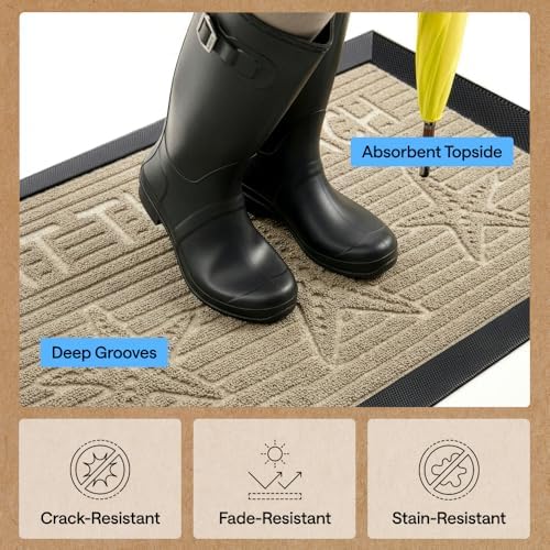 GORILLA GRIP WeatherMAX Door Mat, Indoor Outdoor Use, 35x23, Beige Beach - Image 5