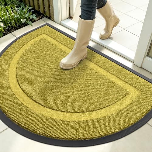 OLANLY Half Circle Front Door Mat Outside 35x23 All-Season Rubber Doormat by OLANLY