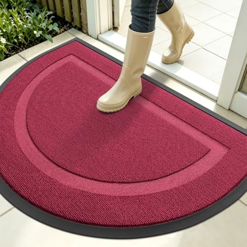 OLANLY Half Circle Front Door Mat Outside 35x23 All-Season Rubber Doormat by OLANLY