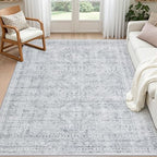 4x6 Area Rugs Living Room: Bedroom Neutral Washable Carpet Gray by Luxturiy