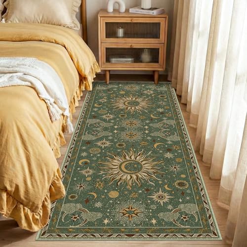Vacuum-Friendly, 2x6 Washable Area Rug, Green Brown - Image 2
