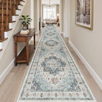 Madane Hallway Runner Rug 3x18 Washable Kitchen Runners 18ft, Blue - Image 2
