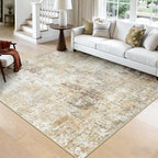 RELEANY Washable Square 8'x8' Area Rug for Living Room Neutral Brown by RELEANY