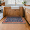 Washable Kitchen Rugs, 3x4 Area Rug for Large Entryway Indoor, Kitchen Mat, Small Rug for Living Room - Stain Resistant Non Skid Non Slip Rubber Backing, Boho Aethestic Décor (3x4 Navy Blue) by HazoHaus