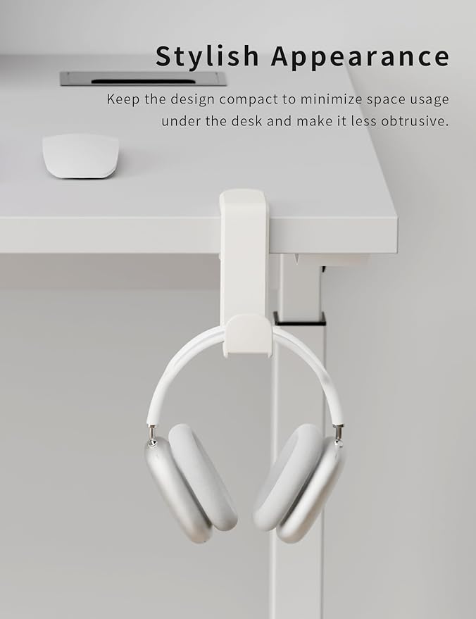 Celerion Headphone Hook - Under Desk Headphone Holder with 360-Degree Adjustable Rotation (Creamy White)