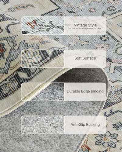 Amada Vintage Washable Area Rug,9'x12',Light Walnut - Image 7