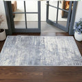 Washable 2x5 Abstract Hallway Runners: Indoor Water Resistant Kitchen Sink Rug Soft Living Room Bedroom Carpet Thin Low Pile Non Slip Floor Mat for Bathroom Entrance Laundry Room(2X5,Blue/Ivory) by HYHAOYUNLAI