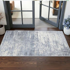 Washable 2x5 Abstract Hallway Runners: Indoor Water Resistant Kitchen Sink Rug Soft Living Room Bedroom Carpet Thin Low Pile Non Slip Floor Mat for Bathroom Entrance Laundry Room(2X5,Blue/Ivory) by HYHAOYUNLAI