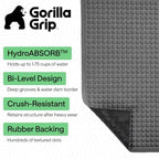 GORILLA GRIP® HydroABSORB Door Mat for Indoor Outdoor Use, 29x17 Gray - Image 3