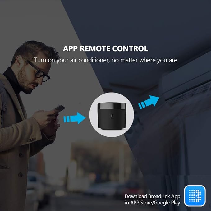 BroadLink RM4 Mini IR Universal Remote Control (2.4 GHz Wi-Fi Only), Smart Home Automation Wi-Fi Infrared Blaster for TV, AC, STB Audio, Works with Alexa, Google Home, IFTTT