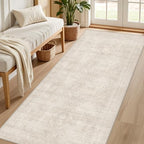 4x8 Area Rugs Living Room: Bedroom Neutral Washable Carpet Beige - Image 2