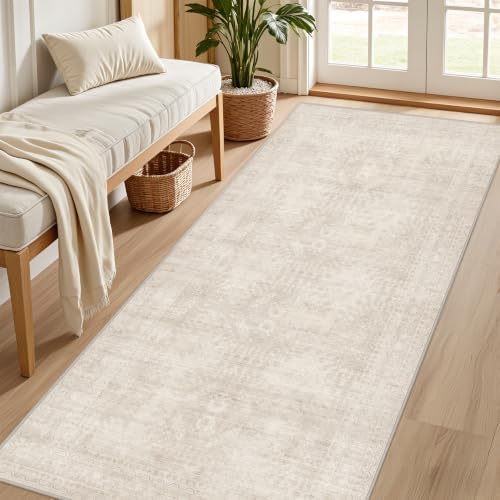 4x8 Area Rugs Living Room: Bedroom Neutral Washable Carpet Beige - Image 2
