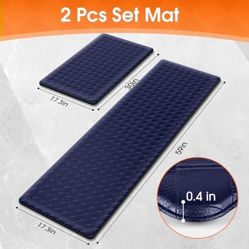 TranquilRelax 2-Piece Kitchen Mats, Cushioned Non-Slip Floor Mats, Blue - Image 2
