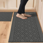 COSY HOMEER 48x20Inch/30X20Inch Kitchen Rug Mats,Grey by COSYHOMEER