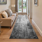 2.6x8 Black Rug Runners for Hallways Kitchen Runner Rug Non Slip Washable Black Long Runner Rugs with Rubber Backing Soft Abstract Carpet Runner for Bedroom, Kitchen, Bathroom, Entryway by OmpaaHomeDecor