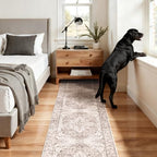 Lofus 2x10 Runner Rug for Hallways, Washable Kitchen Rugs, Non-Slip Rugs for Entryway and Bedroom, Vintage Boho Carpet, Soft Low Pile Long Runner Area Rug, Vintage Beige Brown - Image 3