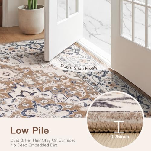 Lofus 3x5 Area Rugs for Living Room Bedroom, Small Carpet Floral Brown - Image 4