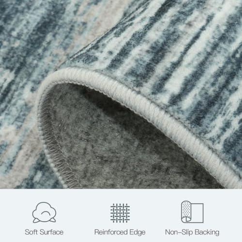 5x7 Area Rug for Living Room, Abstract Washable Non-Slip Rugs, Slate Grey - Image 7