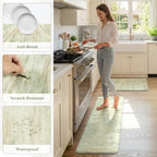 KIMODE Kitchen Mats for Floor, Light Green Aabstract Kitchen Rugs Sets of 2 - Image 6