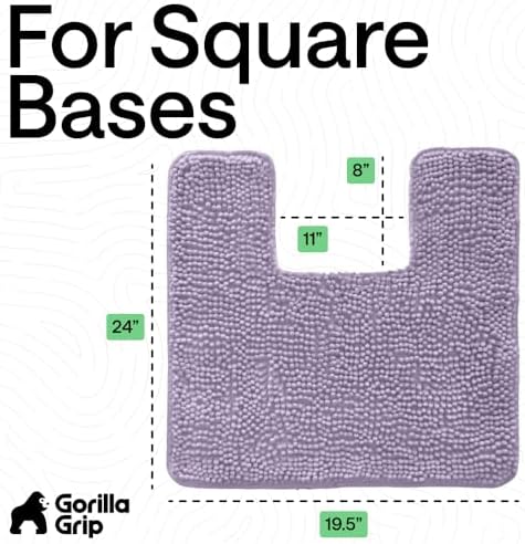 GORILLA GRIP Chenille Bath Rug Mat for Square Toilet Base, 24x19 Purple - Image 2