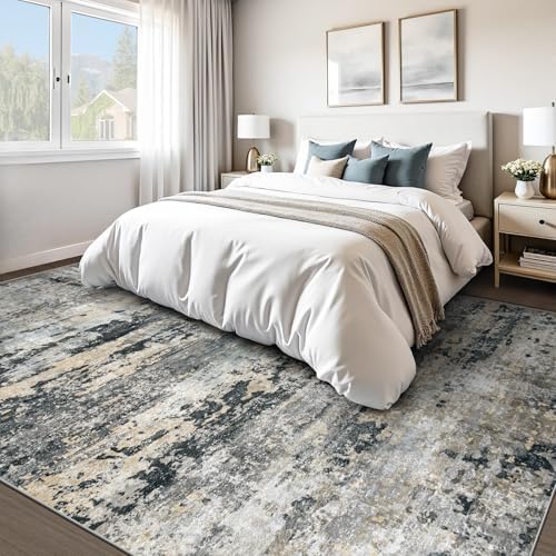 pmtsns Area Rugs 8x10 for Living Room: Washable Rug Modern Abstract Neutral Soft Non-Slip Low-Pile Indoor Large Carpet for Bedroom Dining Room Playroom Home Office (Black Grey Brown, 8'x10') - Image 6
