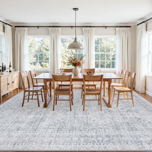 10x12 Area Rugs Living Room: Bedroom Neutral Washable Carpet Gray - Image 3
