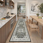 Madane Hallway Runner Rug 2x8 Washable Kitchen Rugs, Grey Green/Black Olive by Madane