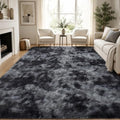 PLHXFR 8x10 Area Rugs Living Room: Fluffy Bedroom Soft Shag Rug Black Grey by PLHXFRSoftAreaRugs