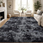 PLHXFR 8x10 Area Rugs Living Room: Fluffy Bedroom Soft Shag Rug Black Grey by PLHXFRSoftAreaRugs