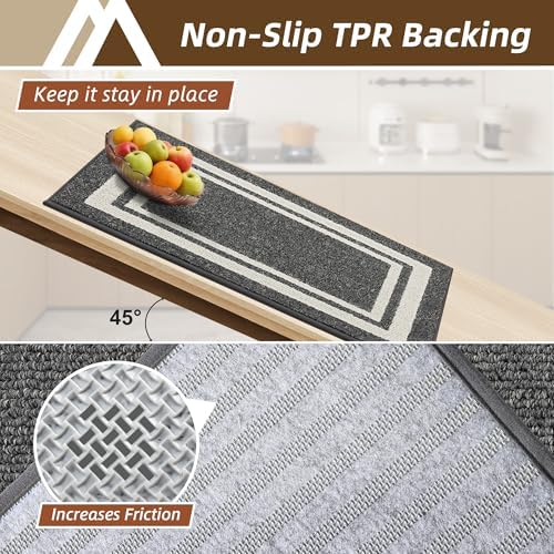 COSY HOMEER Kitchen Rugs Sets of 2 Non-Slip Washable,20"x30"+20"x48" - Image 3