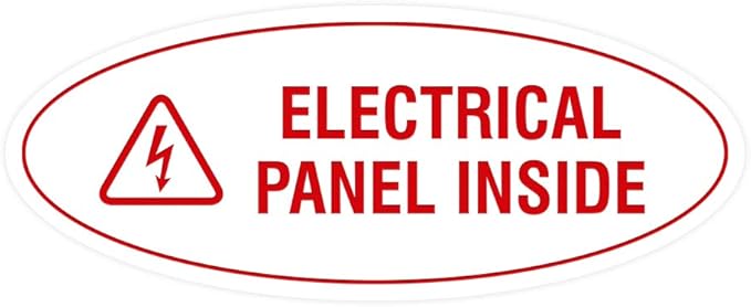 Signs ByLITA Oval Electrical Panel Inside Sign (White/Red) - Small 2 Pack
