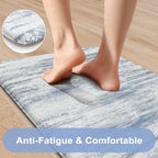 KIMODE Anti Fatigue Kitchen Mat, Boho Abstract Kitchen Rugs Sets of 2 Blue - Image 3