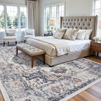 Washable Large 9x12 Area Rug: Living Room Oriental Non Slip Soft Rugs Indoor Low Pile Stain Resistant Carpet for Bedroom Dining Room Farmhouse Distressed Thin Home Decor Floor Mat (9x12 Brick) - Image 2