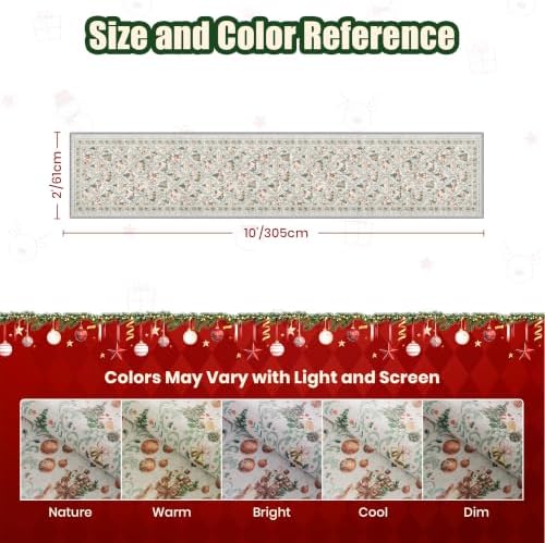 2x10 Christmas Runner Rug for Hallway,Washable Kitchen Rugs,Grey - Image 2