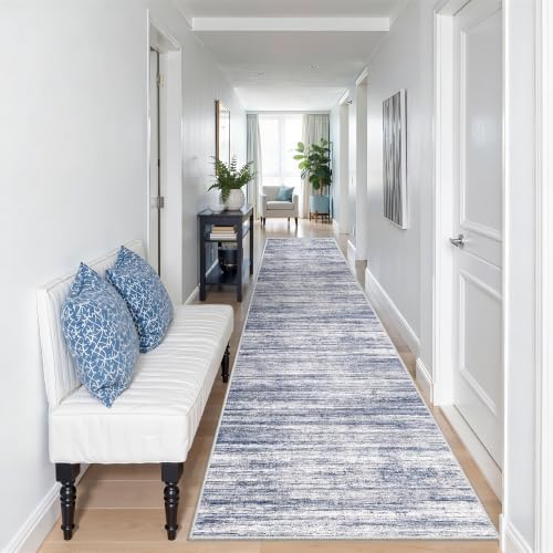 2x10 Runner Rug Non Slip,Washable Hallway Runner Rug,Blue - Image 4