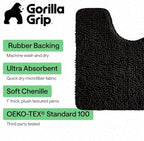 GORILLA GRIP Chenille Bath Rug Mat for Oval Toilet Base, 24x19 Black - Image 3