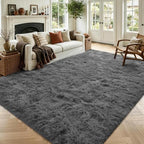 Noahas 4x6 Dark Grey Fluffy Soft Area Rug Non-Slip for Bedroom Living Room by ModernHomeDecor