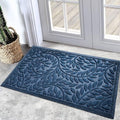 Bulijojo Front Door Mat Entrance,Durable Heavy Duty Welcome Mat,Thick Absorbent Natural Rubber Non Slip Mat,Sturdy Entryway Blue 17"x30" by ShowYourStyle