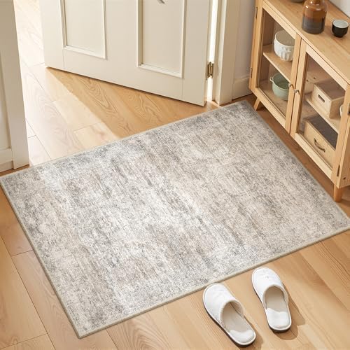 2x3 Rug Non Slip, Small Washable Entryway Rug,Taupe by Restydon