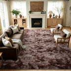 8x10 Extra Large Tie-Dyed Brown Fluffy Area Rug Non-Slip for Living Room by ModernHomeDecor