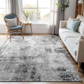 Area Rug 4x6 Grey Rug Washable Boho Rugs Non Slip Low Pile Abstract Small Carpet for Entryway, Bedroom, Kitchen, Classroom, Kids Room, Office, Dorm, Dining Room Gray by OmpaaHomeDecor