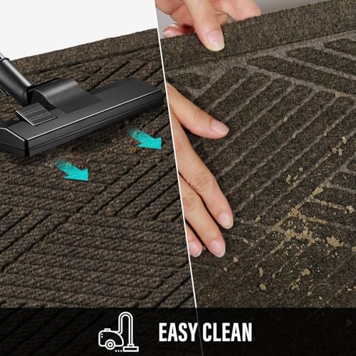 HIYARD Sturdy Front Door Mat, Absorbent Muddy Dirt Resist Welcome Door Mats Outdoor Indoor, Stain and Fade Resistant, Non-Slip Rubber Backing Low Profile Doormat for Entryway, 36×24, Brown - Image 7