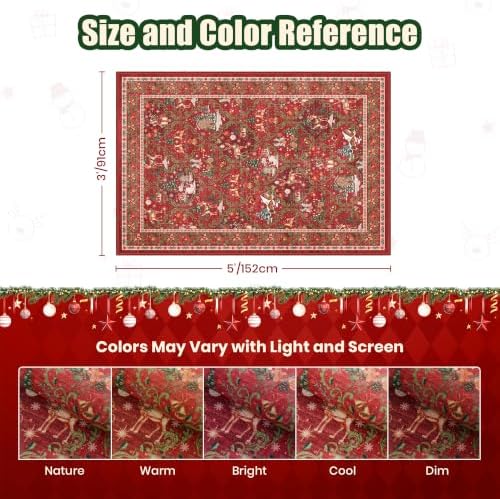 3x5 Christmas Kitchen Rugs for Living Room,Washable Area Rug,Red - Image 2