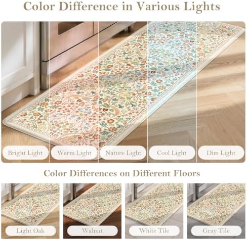 Collive Kitchen Mats Cushioned Anti Fatigue, Beige Kitchen Rug Sets - Image 7