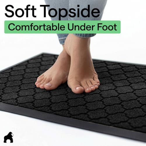 GORILLA GRIP WeatherMAX Door Mat, Indoor Outdoor, 47x35, Black Quatrefoil - Image 7