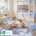 5x7 Area Rug for Living Room, Abstract Washable Non-Slip Rugs, Light Blue - Image 5