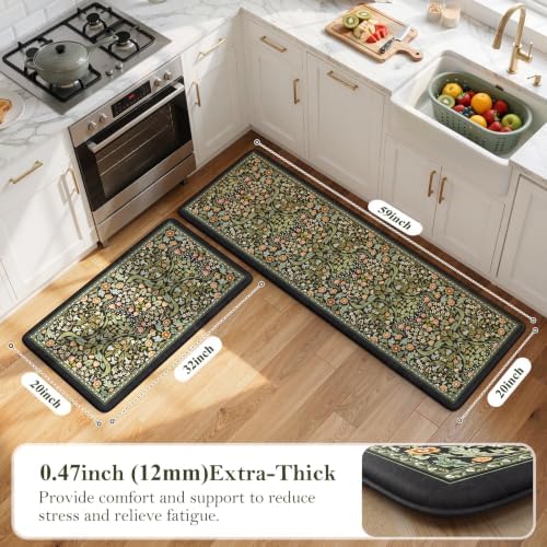 Collive Anti Fatigue Mats for Kitchen Floor, Black Padded Kitchen Rug Sets - Image 2