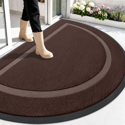 OLANLY Half Circle Front Door Mat Outside 59x34 All-Season Rubber Doormat by OLANLY