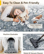 RELEANY Washable Area Rug, Runner 2'6"x8', Grey/White/Beige - Image 3